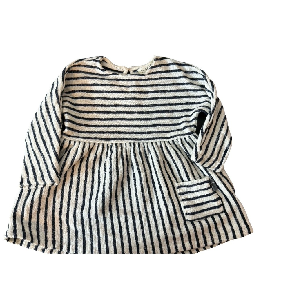 Play Up blue & Cream Striped Knit Dress Long Sleeve Baby Girls 9‎ months